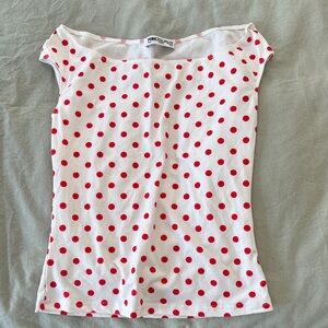 White and Red Polka Dot Top Princess Polly